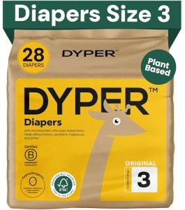 DYPER Size 3 Plant-Based Diapers, 28 Count