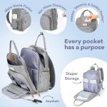 RUVALINO Gray Diaper Bag Backpack: Versatile & Waterproof