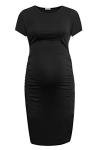 Smallshow Black Ruched Maternity Dress for Moms