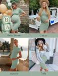 Sage Green Maternity Bodycon Dress for Baby Shower