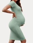Sage Green Maternity Bodycon Dress for Baby Shower