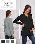 3 Pack Women's Maternity Fleece Lined Long Sleeve Tees