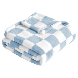 Yurhap Ultra Soft Checkered Baby Blanket, Blue