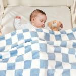 Yurhap Ultra Soft Checkered Baby Blanket, Blue