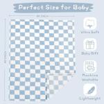 Yurhap Ultra Soft Checkered Baby Blanket, Blue