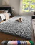 Ophanie Fluffy Grey Shag Area Rug for Kids