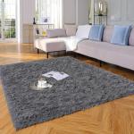 Ophanie Fluffy Grey Shag Area Rug for Kids