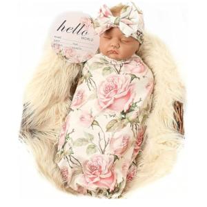 Baby Flower Swaddle and Headband Set