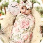 Baby Flower Swaddle and Headband Set