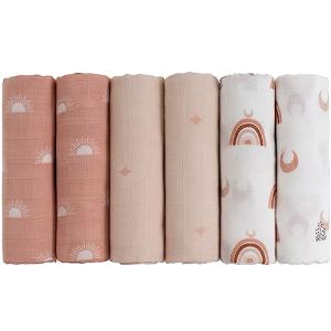 GLLQUEN Baby Cotton Muslin Swaddle Blankets - 6 Pack