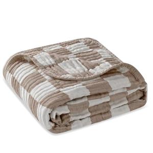 Ultra Soft Muslin Baby Blanket Set - Coffee Checkered