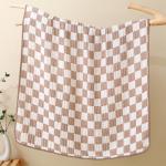 Ultra Soft Muslin Baby Blanket Set - Coffee Checkered