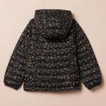 Lightweight Water-Resistant Girls' Puffer Jacket - Black Stars