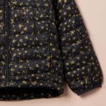 Lightweight Water-Resistant Girls' Puffer Jacket - Black Stars