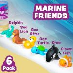 Marine Mold-Free Bath Toys, 6 Pack Set