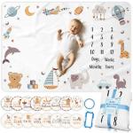 Baby Boy Milestone Blanket with Stickers, 60"x40