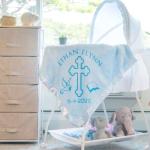 Personalized Baptism Baby Blanket Gift for Boys and Girls