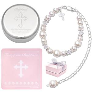 Sterling Silver Baptism Bracelet for Baby Girls