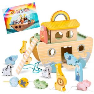 Wooden Noah's Ark Toy for Baptism Gifts