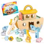Wooden Noah's Ark Toy for Baptism Gifts