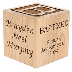 Custom Baby Baptism Wood Block - 3 Sizes Available