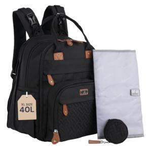 BabbleRoo Extra Large Expandable Diaper Bag Backpack