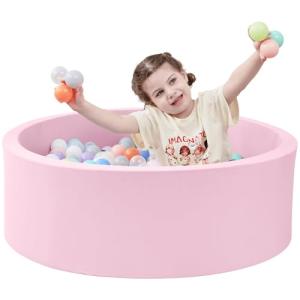 Pink Foam Ball Pit for Toddlers, 35.4