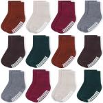 12 Pack Brown Non-Slip Baby Crew Socks