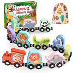 Magnetic Wooden Animal Train Set for Toddlers