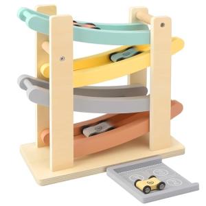 Montessori Wooden Car Ramp Race Track Set