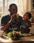 Gamer Dad and Baby Matching Outfits Set