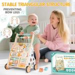 Wooden Baby Walker with Activity Center and Wheels
