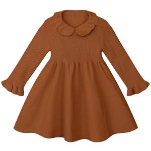 AlisOker Toddler Girls' Ruffle Knit Sweater Dress