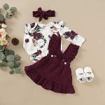 Maroon Floral Ruffled Baby Girl Outfit Set