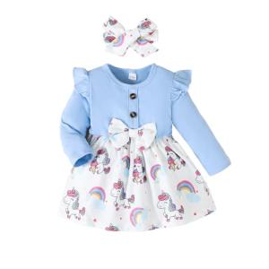 Toddler Girl Corduroy Dress with Bow Headband