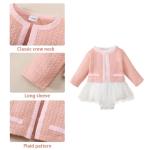 Cute Baby Girl Dress & Plaid Cardigan Set