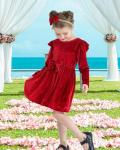 Maroon Velvet Toddler Dress for Girls 3T-4T