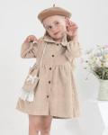 Cute Corduroy Off-White Dress for Baby Girls