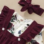 Maroon Floral Ruffled Baby Girl Outfit Set