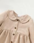 Cute Corduroy Off-White Dress for Baby Girls