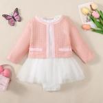Cute Baby Girl Dress & Plaid Cardigan Set