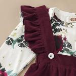 Maroon Floral Ruffled Baby Girl Outfit Set