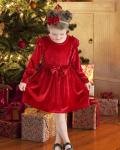 Maroon Velvet Toddler Dress for Girls 3T-4T
