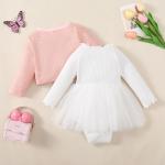 Cute Baby Girl Dress & Plaid Cardigan Set