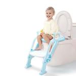 GrowthPic Potty Training Toilet Seat with Step Stool Ladder for Boys – Toddler Toilet Trainer for Kids Ages 2-9, Adjustable Height, Soft Padded Seat, Non-Slip & Foldable – Blue