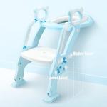 GrowthPic Potty Training Toilet Seat with Step Stool Ladder for Boys – Toddler Toilet Trainer for Kids Ages 2-9, Adjustable Height, Soft Padded Seat, Non-Slip & Foldable – Blue