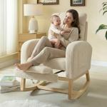 NIOIIKIT Teddy Upholstered Rocking Chair with Footrest
