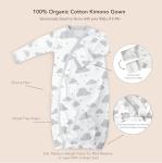 Organic Baby Kimono Gowns with Mitts, 0-6 Months