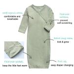 Organic Cotton Kimono Gown for Infants - Sage