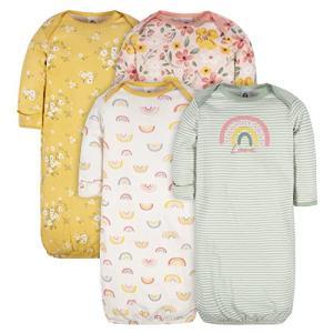 Gerber Baby Girls' 4-Pack Sleeper Gowns, Gold